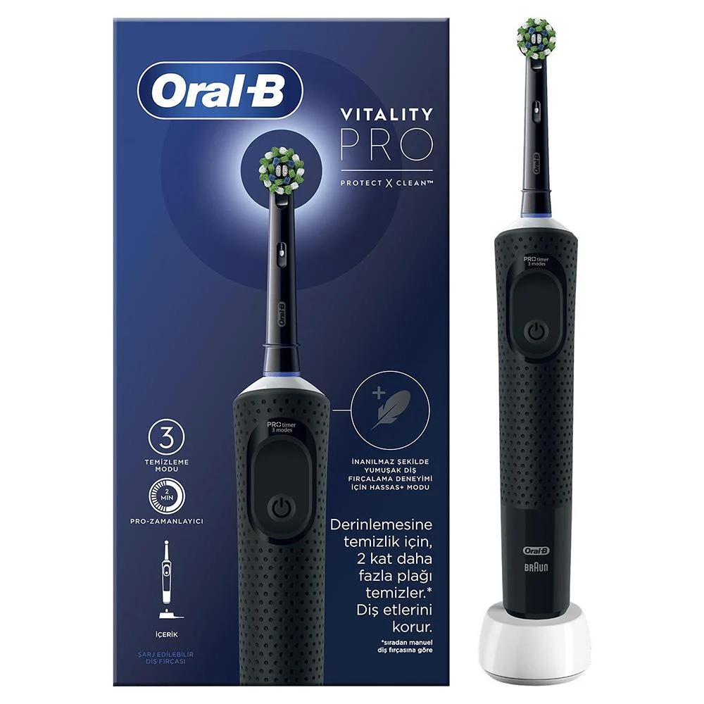 Oral B D103 Vitality Pro Cross Action Şarjlı Diş Fırçası (Siyah)