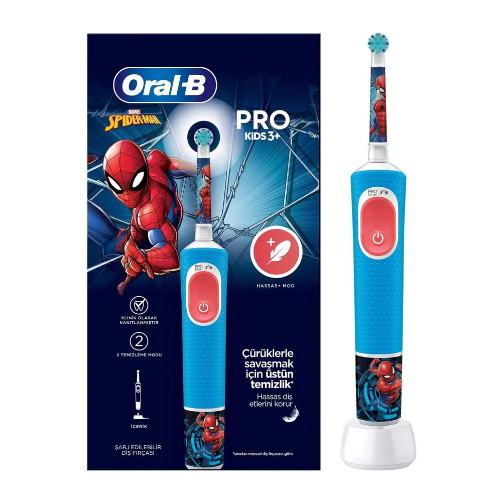 ORAL B VITALITY PRO SPIDERMAN ÖZEL SERİ ÇOCUKLAR İÇİN ŞARJ EDİLEBİLİ DİŞ FIRÇASI